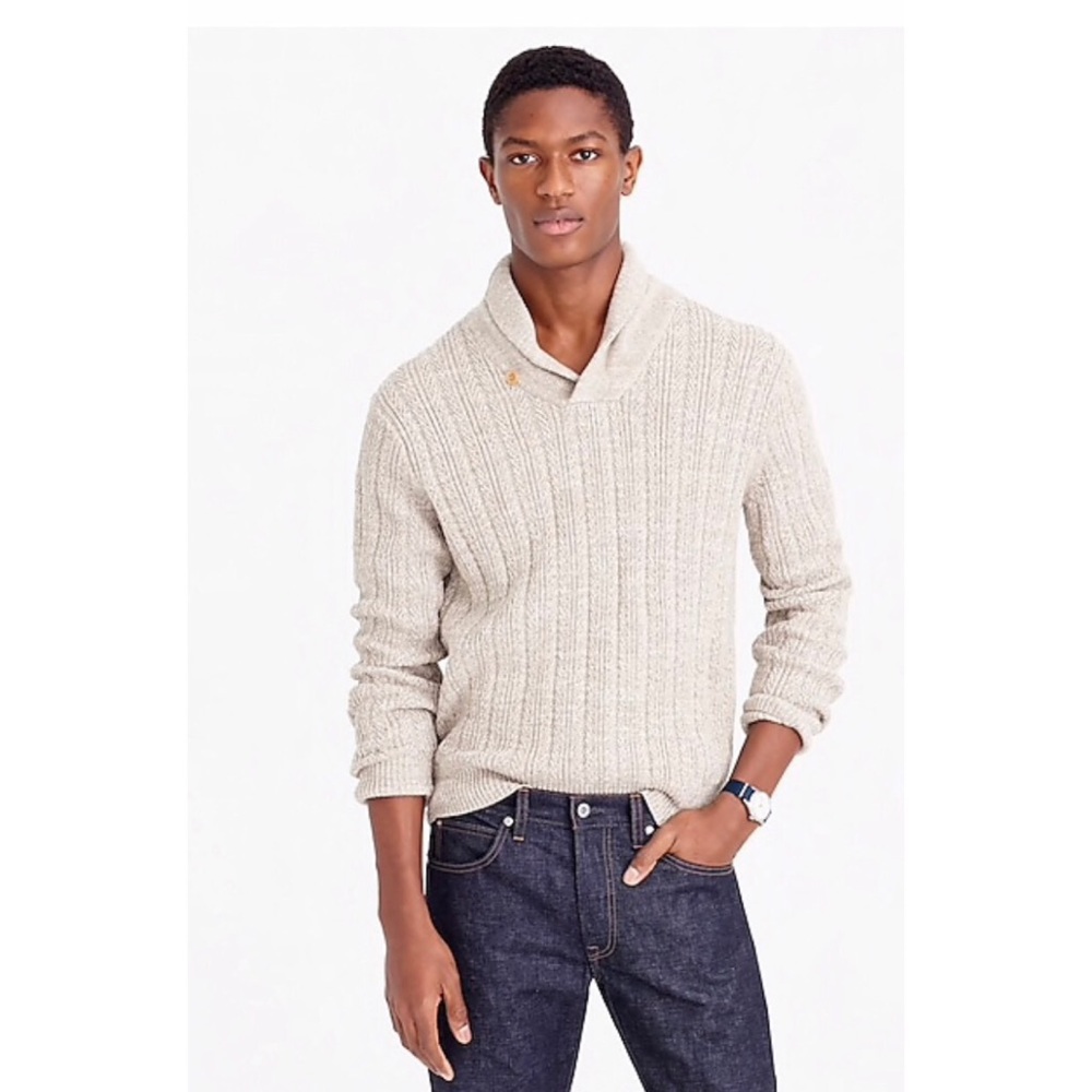J.Crew Cotton Mariner Shawl-Collar Sweater Medium